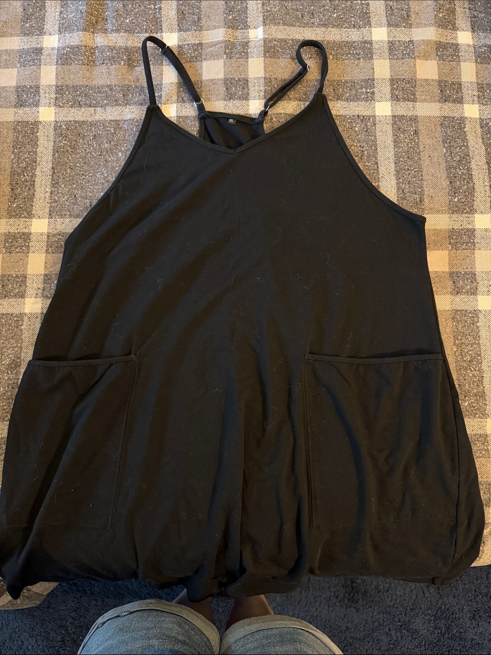Black Jersey Shorts Overalls